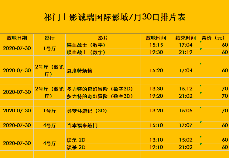 嘉定影剧院排片表图片