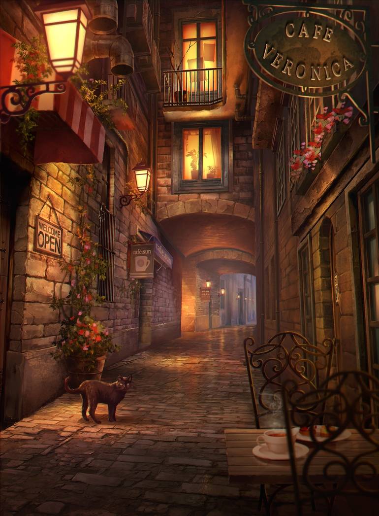 画师ショウイチ的风景插画_街道