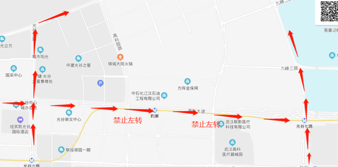 施工期间,车辆绕行建议来了 一,高新大道高科园路交叉口,高新大道