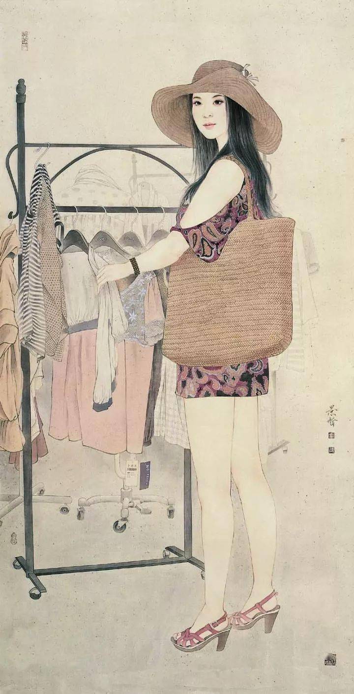 国画欣赏丨崔景哲笔下的工笔人物个个都是大美人