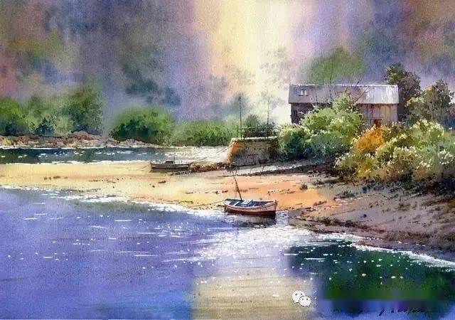 西班牙艺术家的水彩风景画水色交融生动自然太迷人了