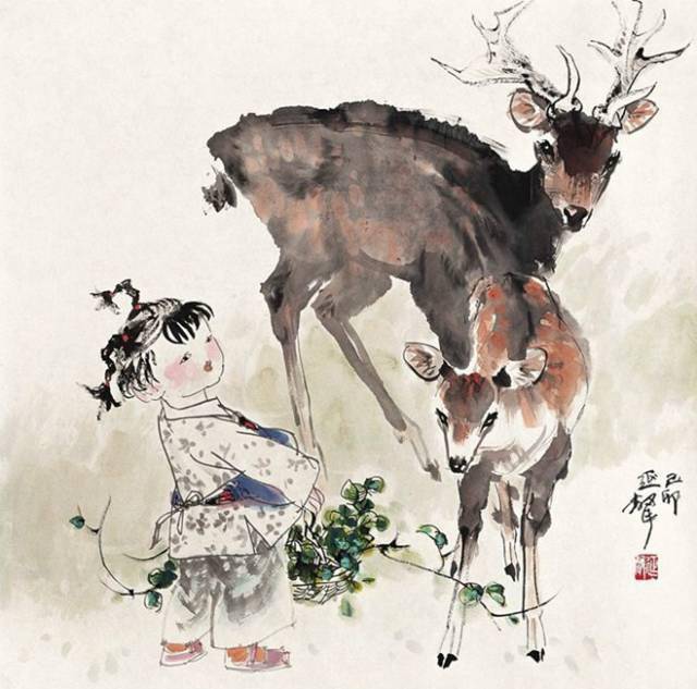 国画童真童趣图好萌