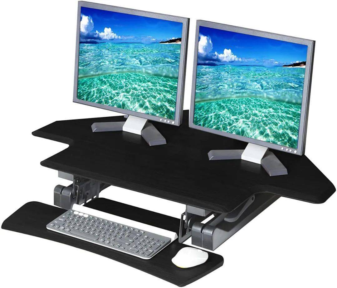 在家办公腰酸脖子痛双屏幕可升降电脑桌变成刚需