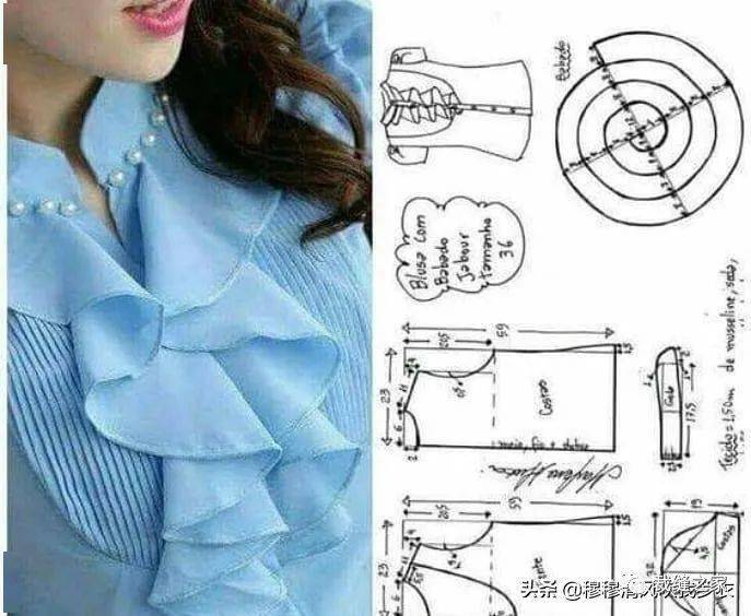 荷叶褶边的一些纸样和裁剪图