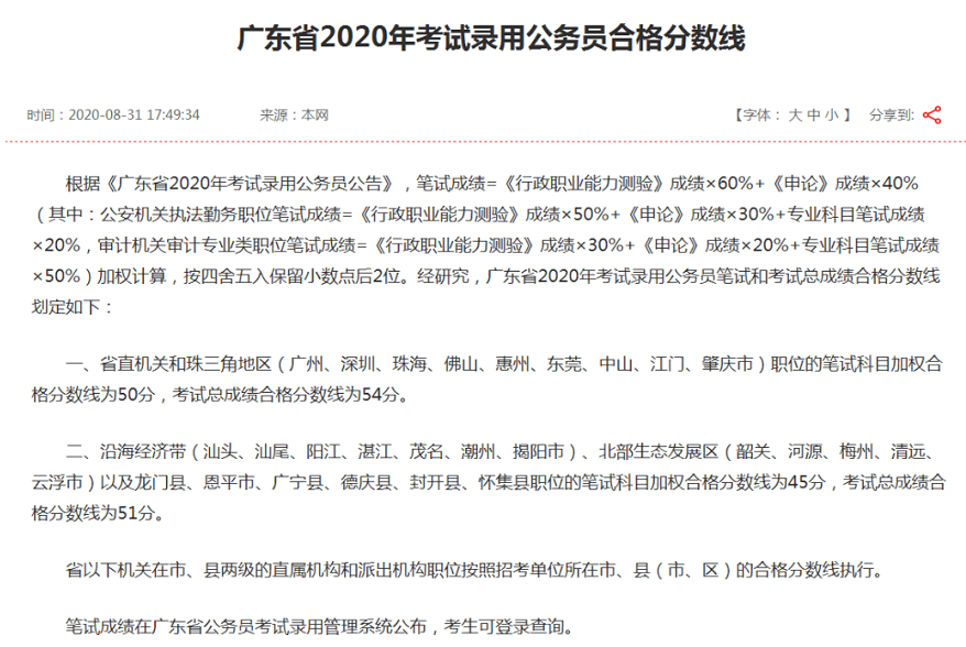 广东省考成绩已公布!进面名单将于近日公布!