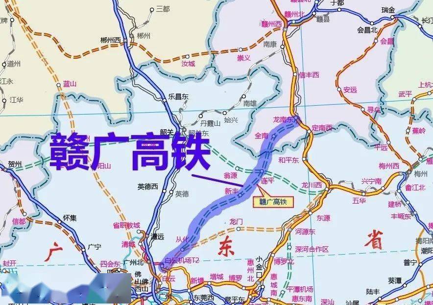 赣广高铁线路目前韶关与赣州之间的铁路交通还比较落后,只有1条赣韶