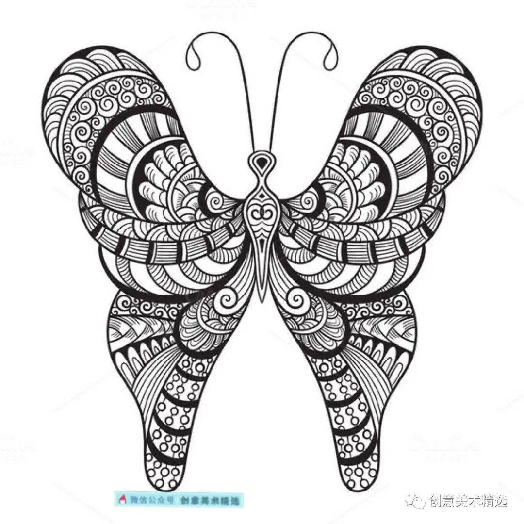 蝴蝶黑白画创意图图片