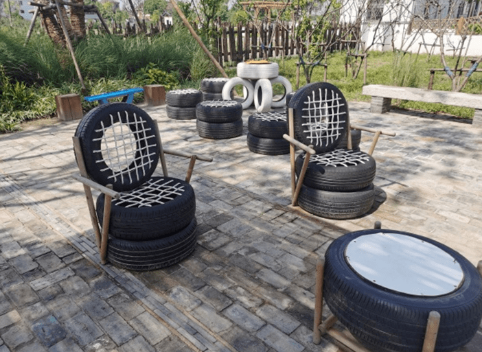 请你来崇明这个村里坐一坐,看"垃圾"如何变成工艺品!_轮胎