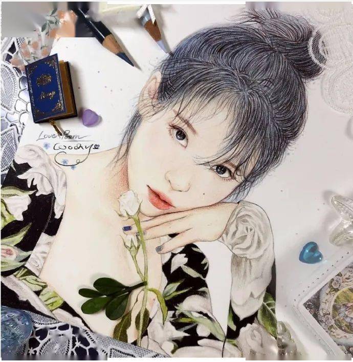 韩国画师woony彩铅肖像6767676767