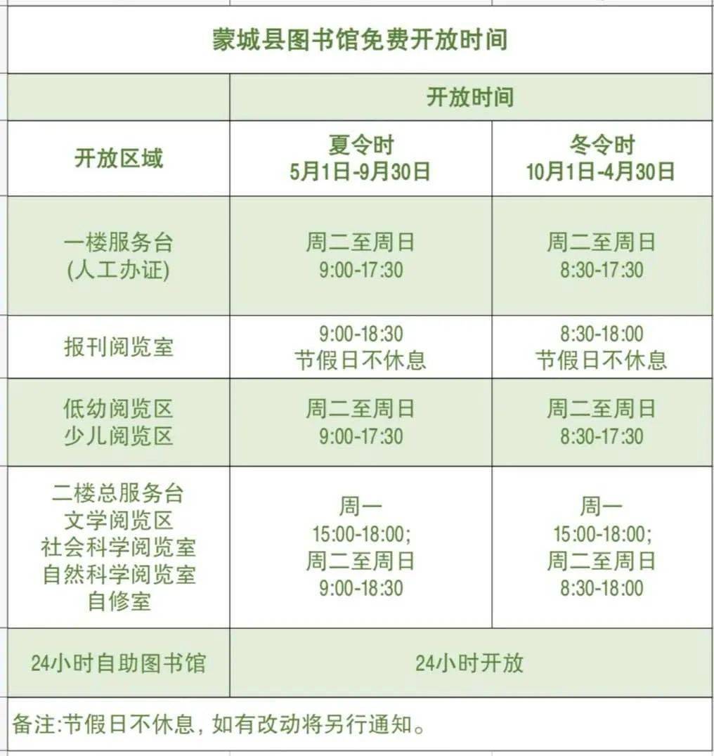 紧急通知!蒙城县图书馆开放时间调整_读者