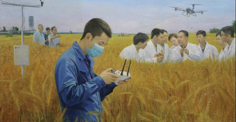 孙景波 《锁阳遗韵》 320 x 220 cm 布面油画 2020易英 《远眺宝塔山