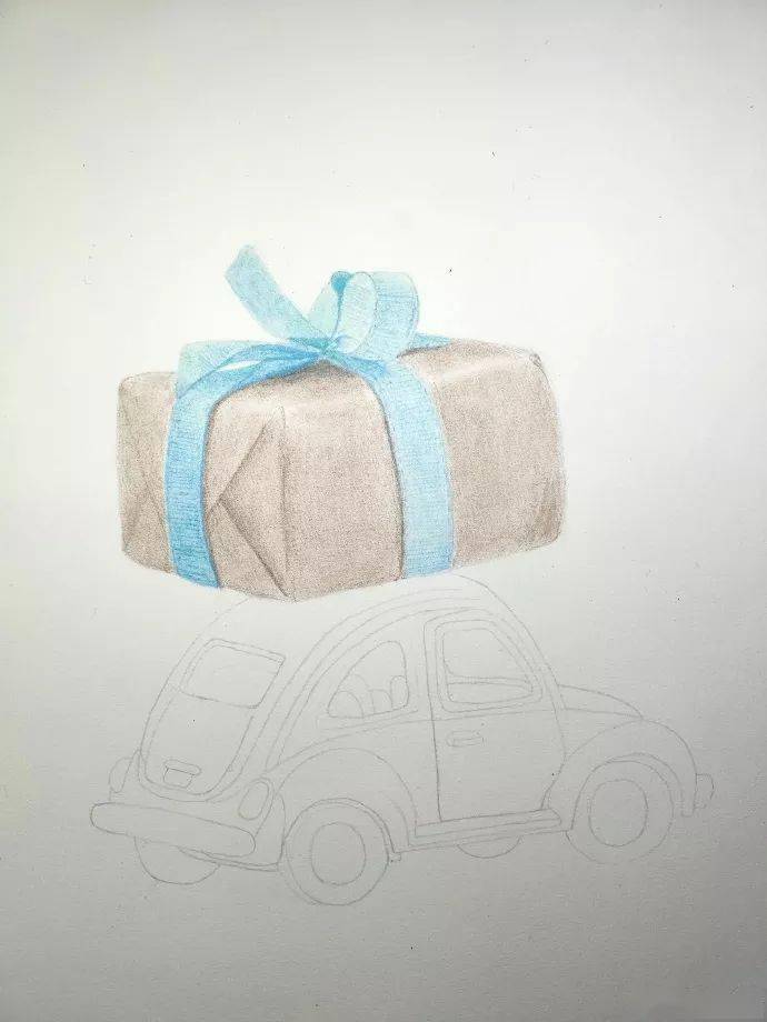 彩铅画入门教程玩具小汽车步骤图适合新手临摹的彩铅画