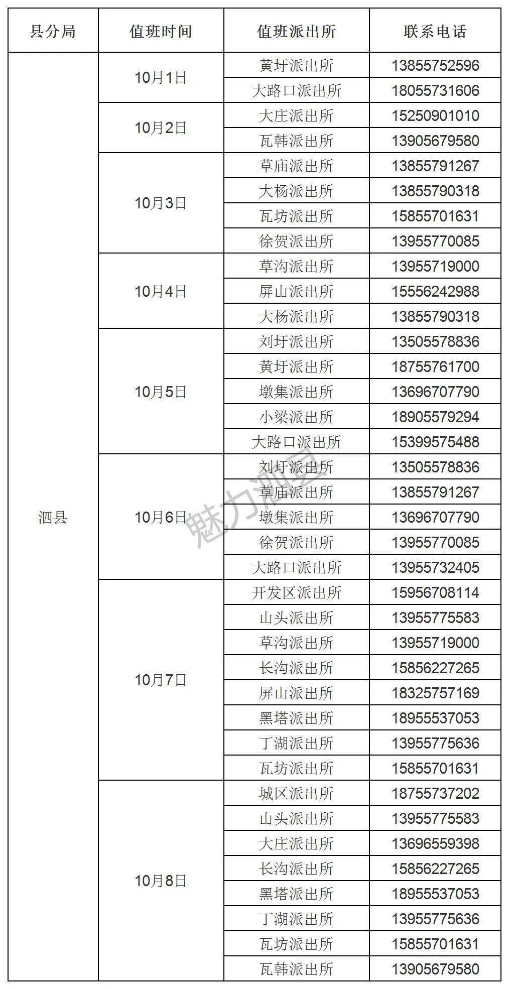 派出所值班表模板图片