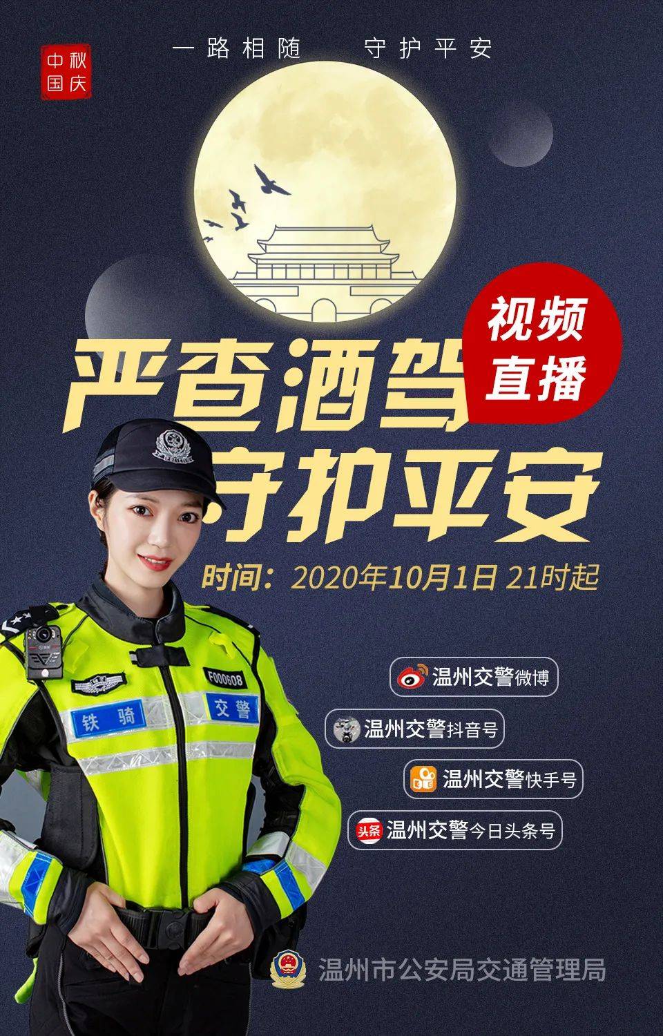 温州交警十一直播设卡查酒驾超610万人在线围观