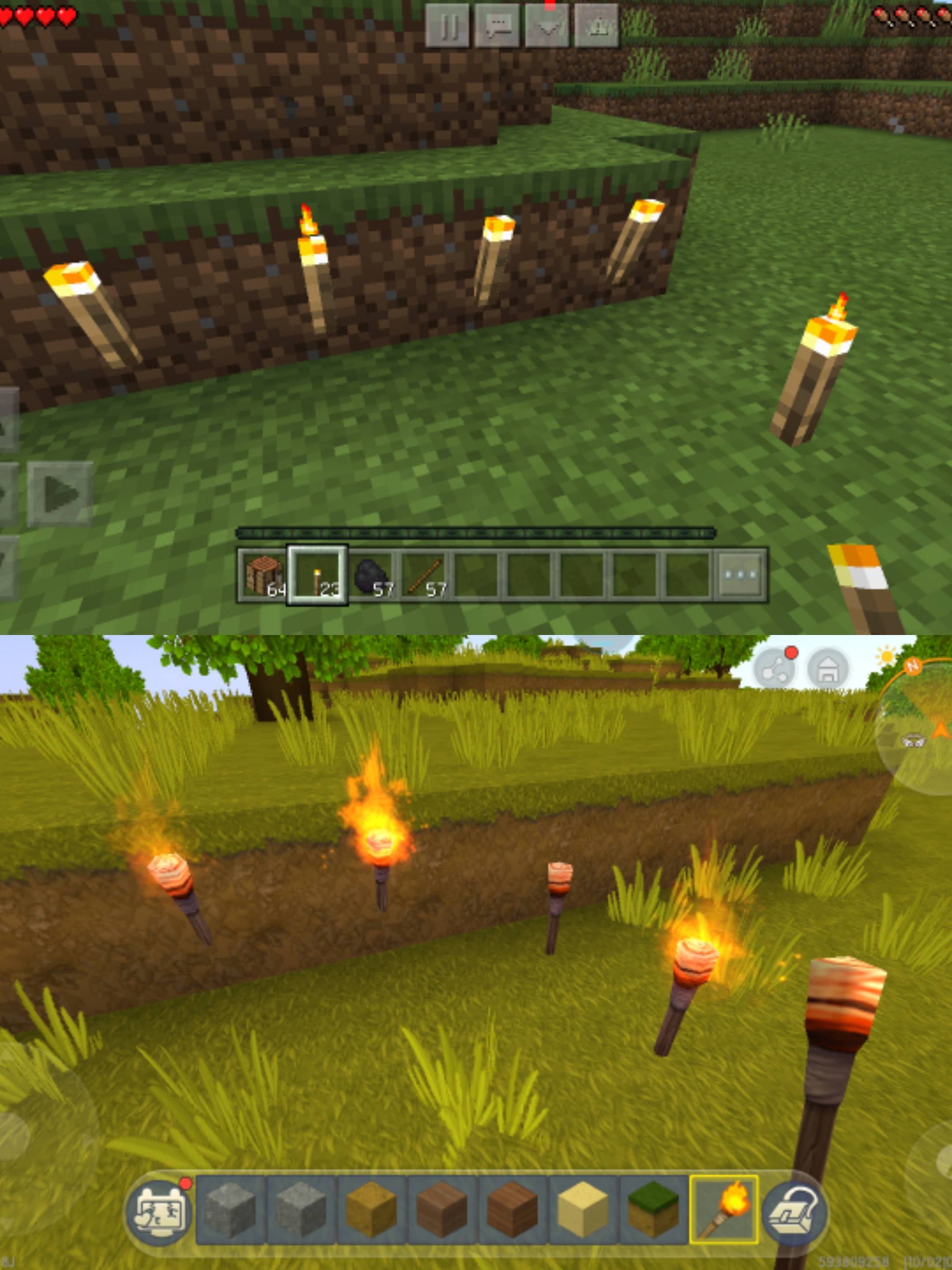 外观不同效果相同我的世界与迷你世界的火把到底谁更好看