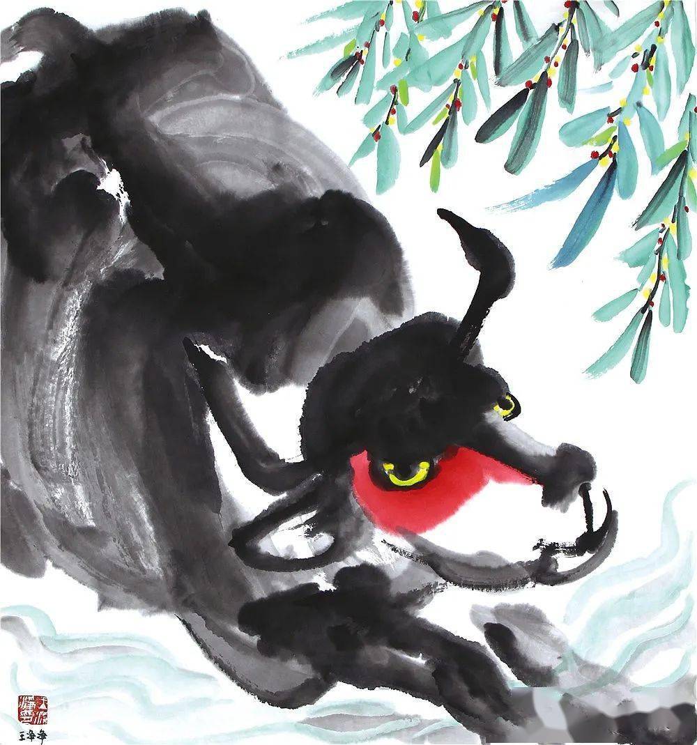 儿童水墨画素材35岁以上萌趣水墨牛