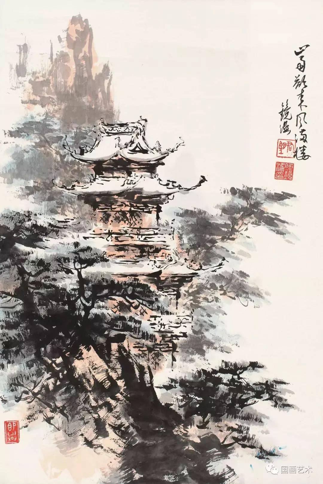 楼阁山水需要精雕细琢的功力以及对古建筑结构的深刻理解,有所成就者