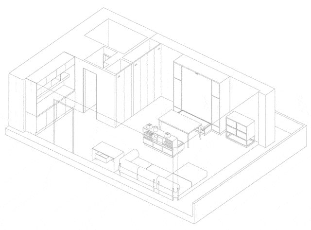 no2317【设计欣赏】单身公寓, 多功能家具简约又实用