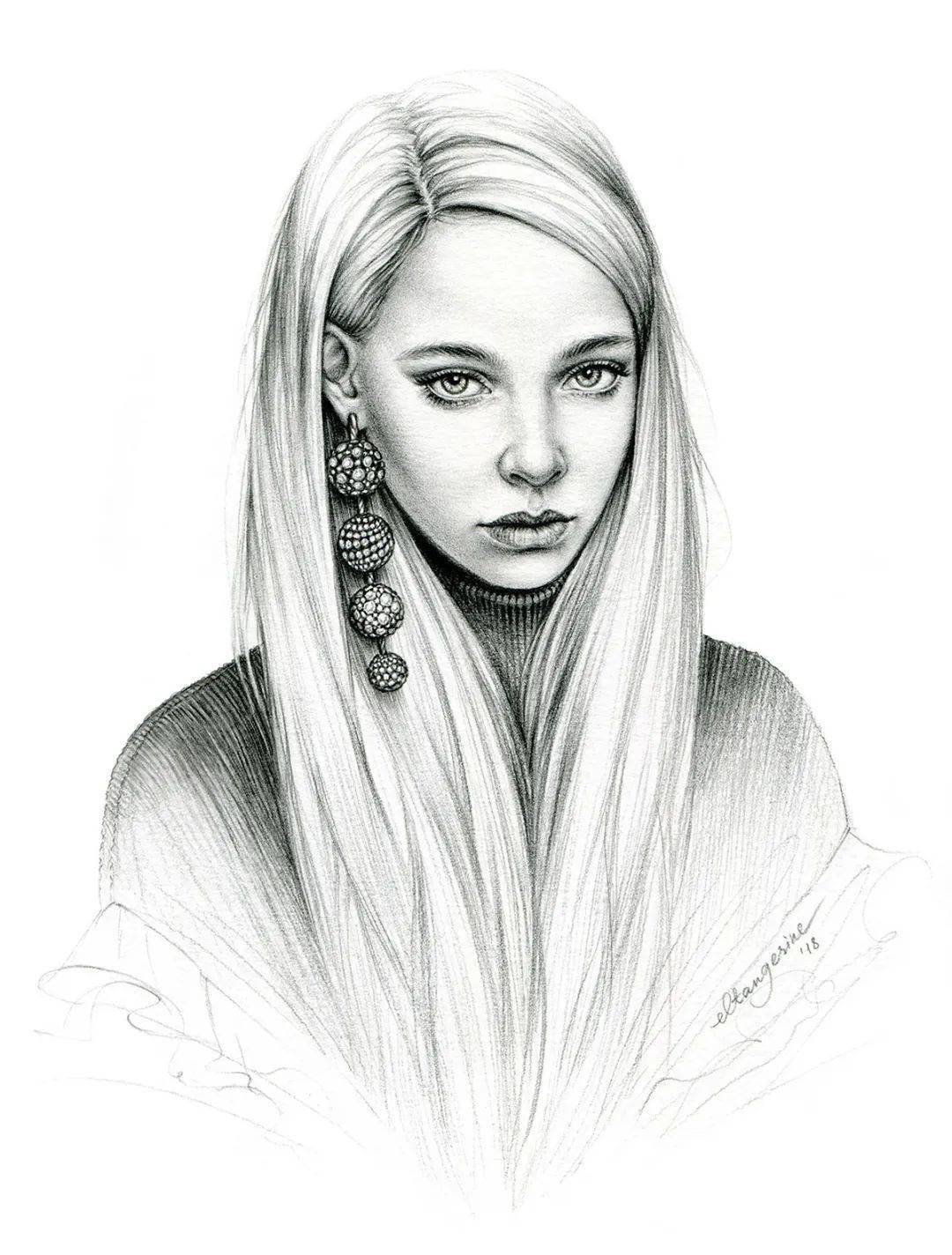 细腻精美的时尚女性素描女插画家埃琳娜