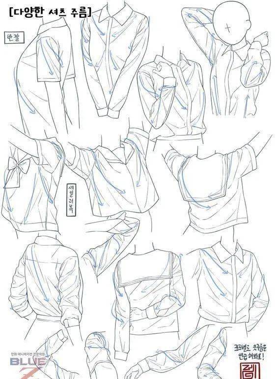 【绘画素材】衣物褶皱练习参考,马住学习