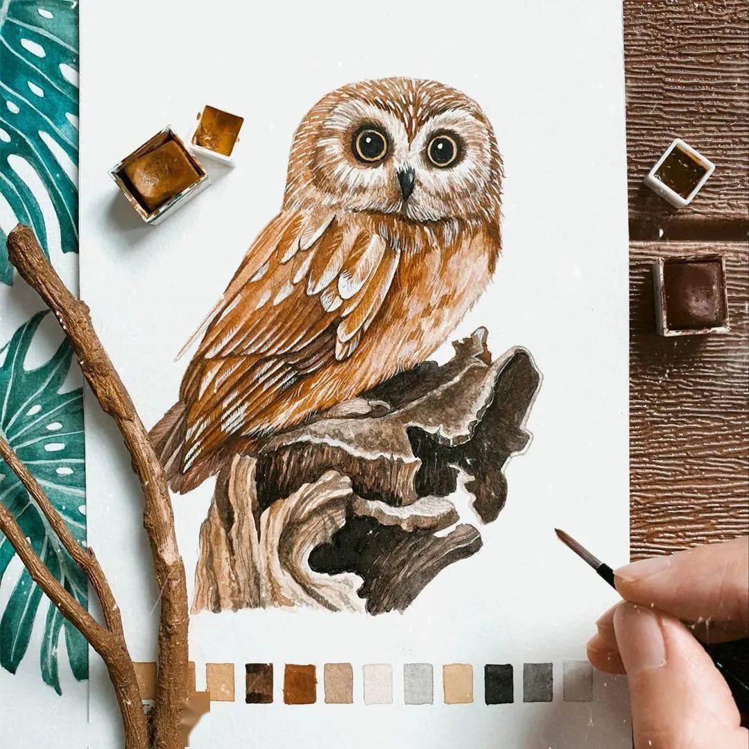 单色调的水彩画,怎么都看不腻!