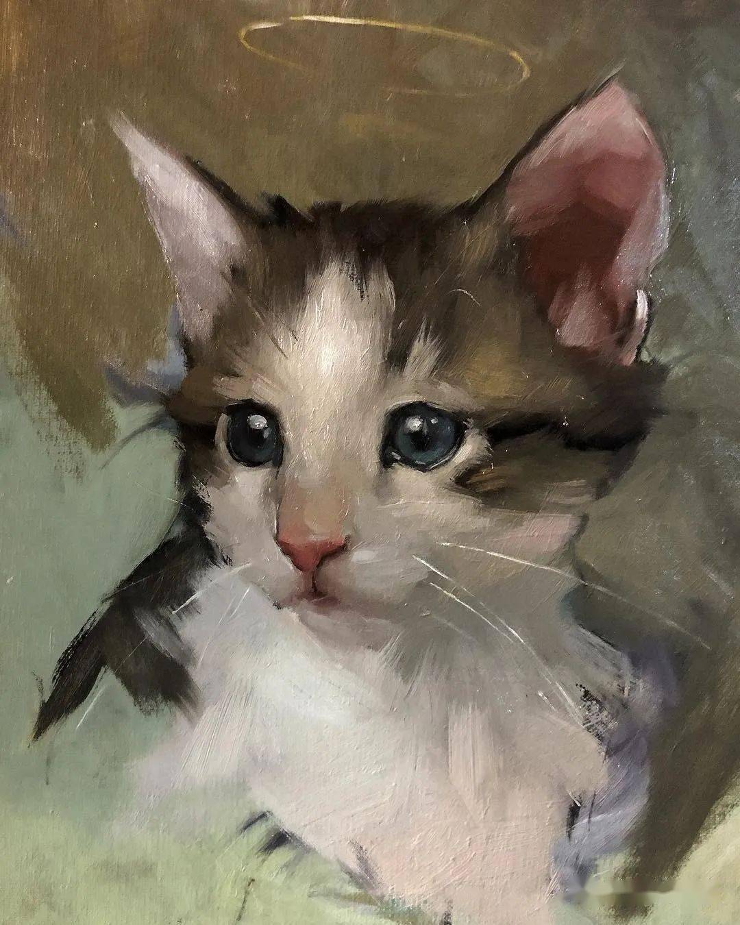 色彩临摹素材可爱的猫咪主题色彩作品