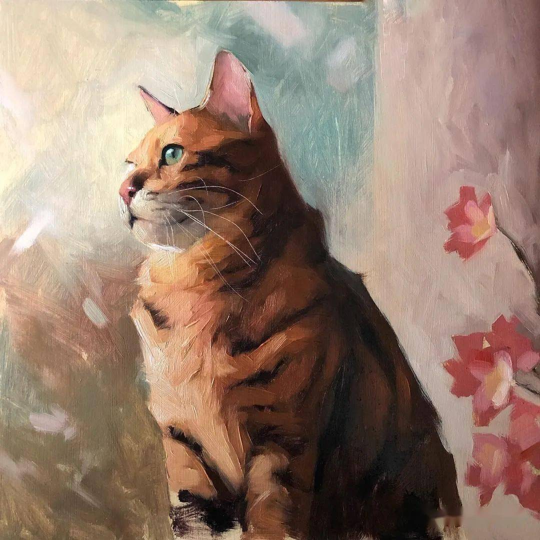 色彩临摹素材可爱的猫咪主题色彩作品