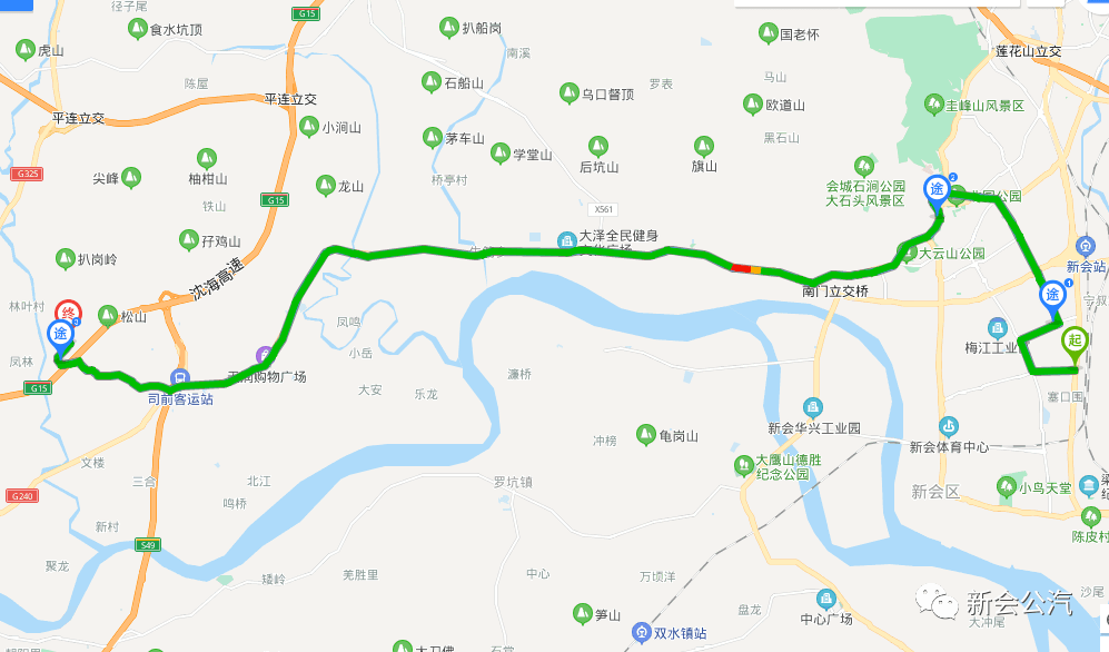 线路走向图17211路调整到江门站始发,经行今洲路,启超大道【首末站】