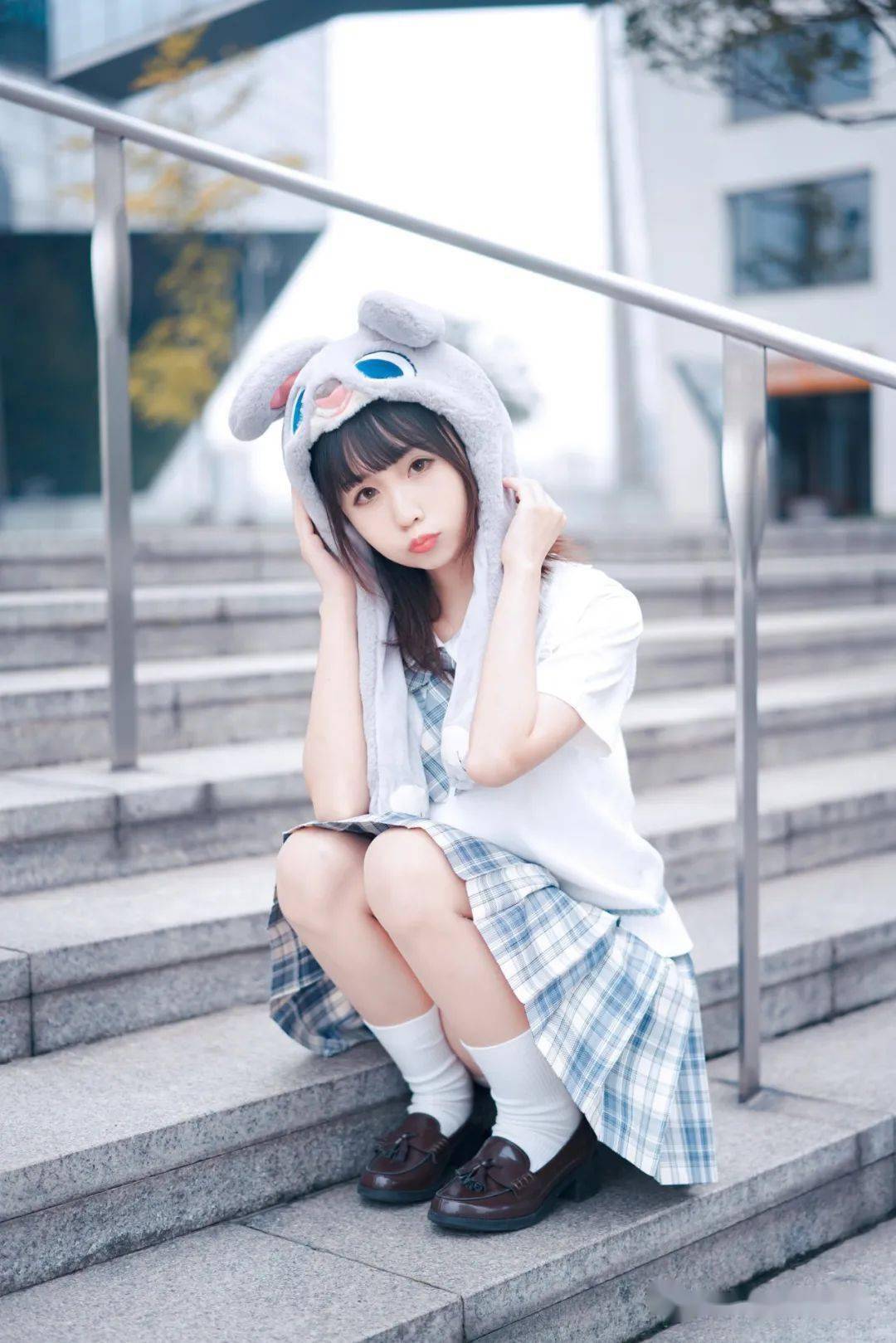 cosplay次元文化【之】jk私影 隐藏在兔子头套下的双马尾