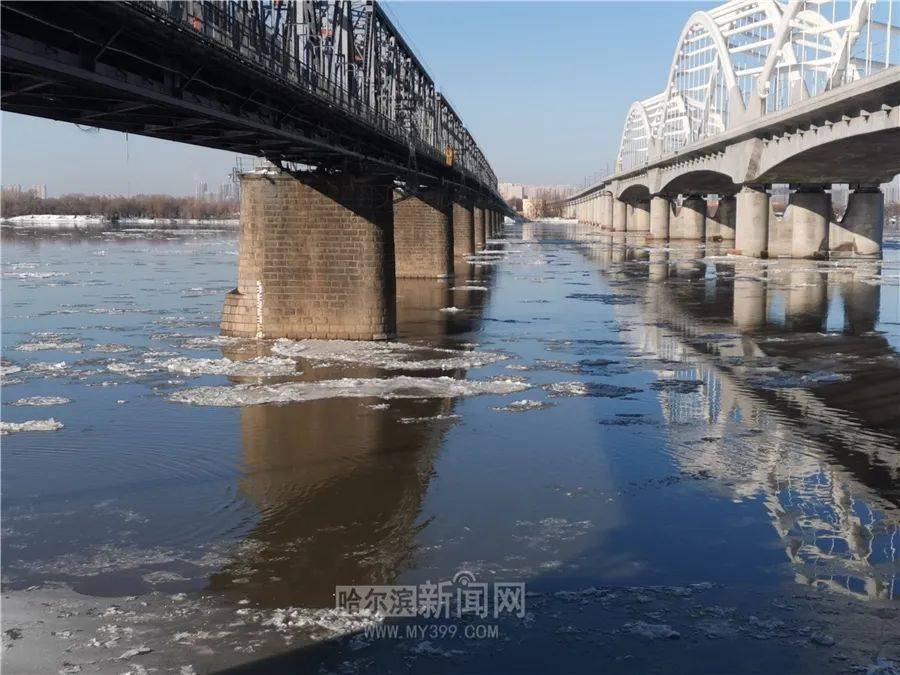 黑龙江和嫩江干流部分江段封冻~松花江哈尔滨段江面开始跑冰排啦!
