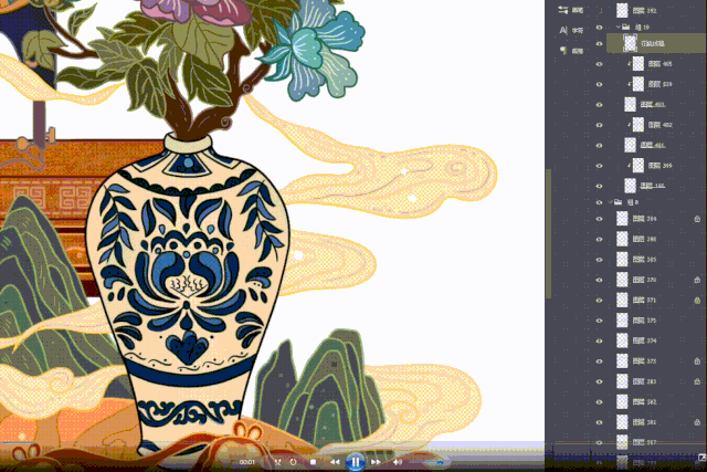 一张国风线性静物插画就完成了.你学废了吗?下次