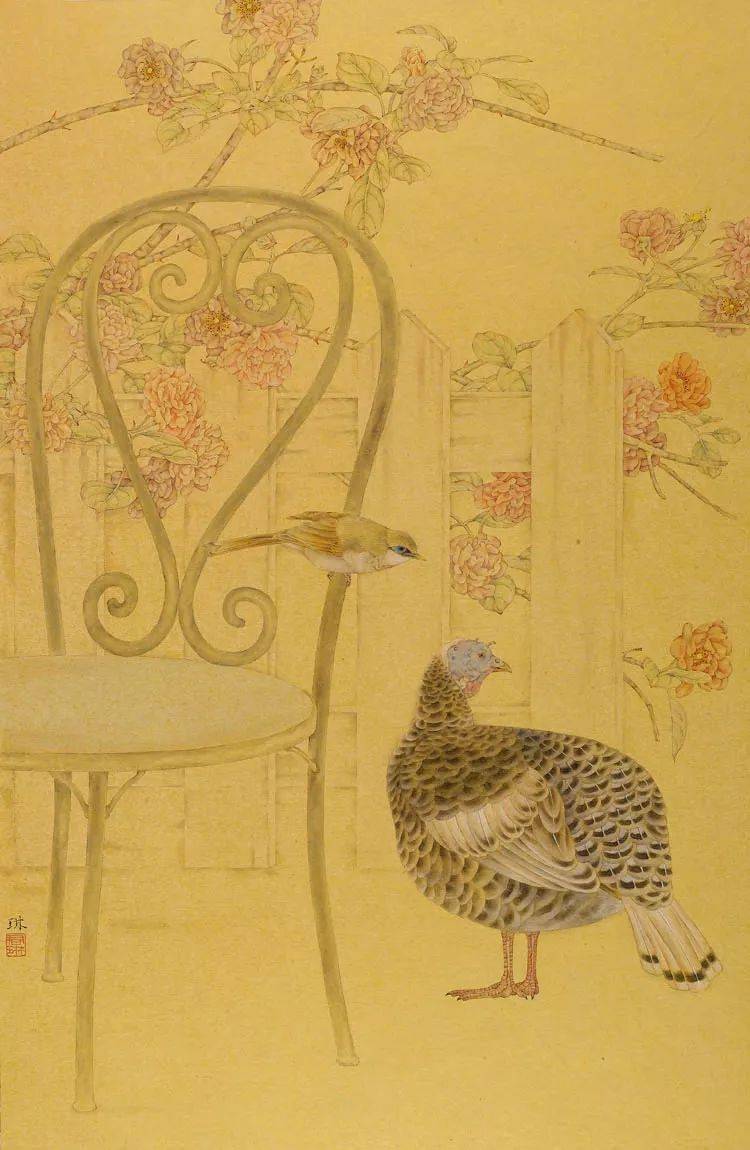 下面这一幅李君琳的作品便是如此,尽可能的少绘画一些元素,将大部分的