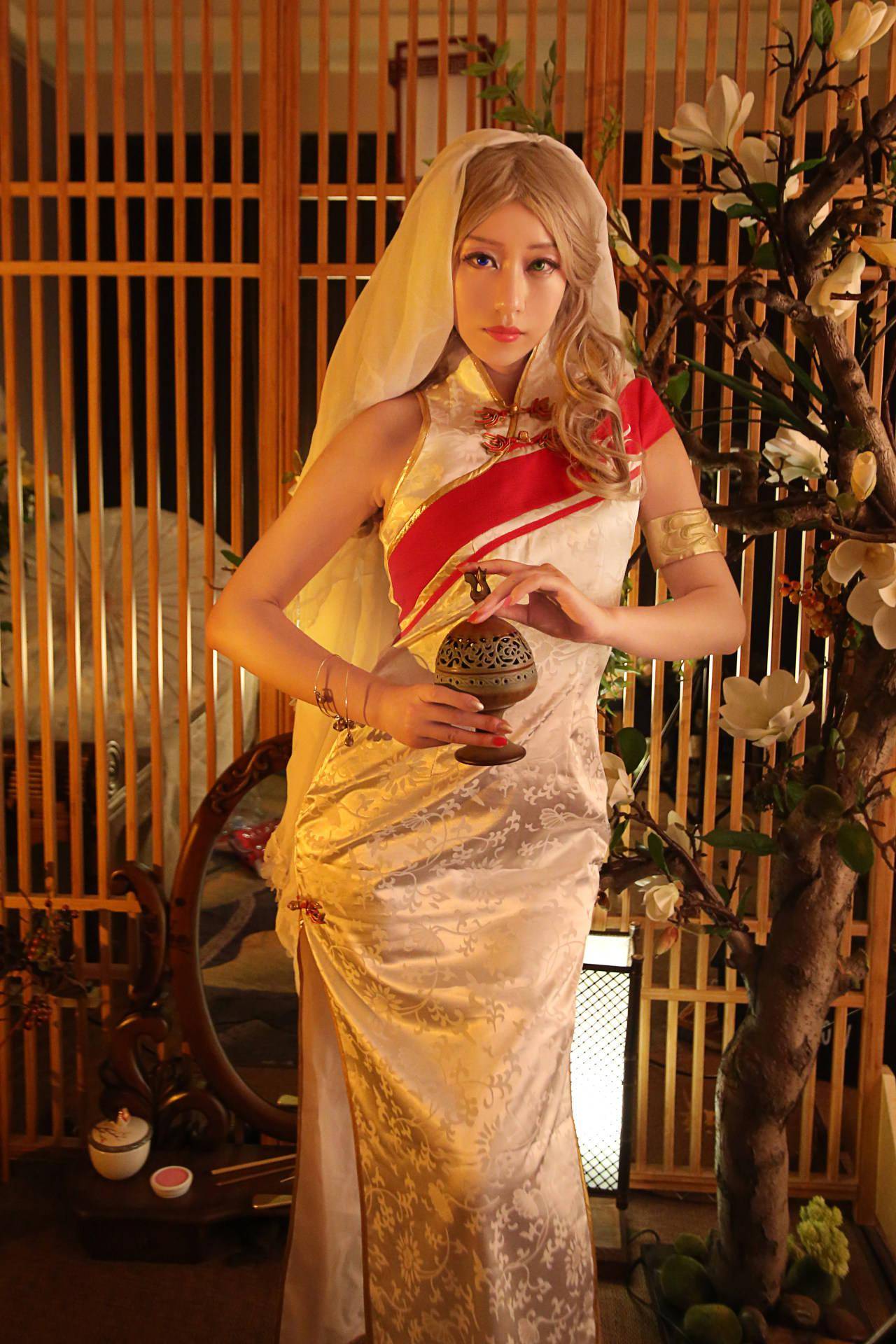 剑网三明教喵姐旗袍cosplay