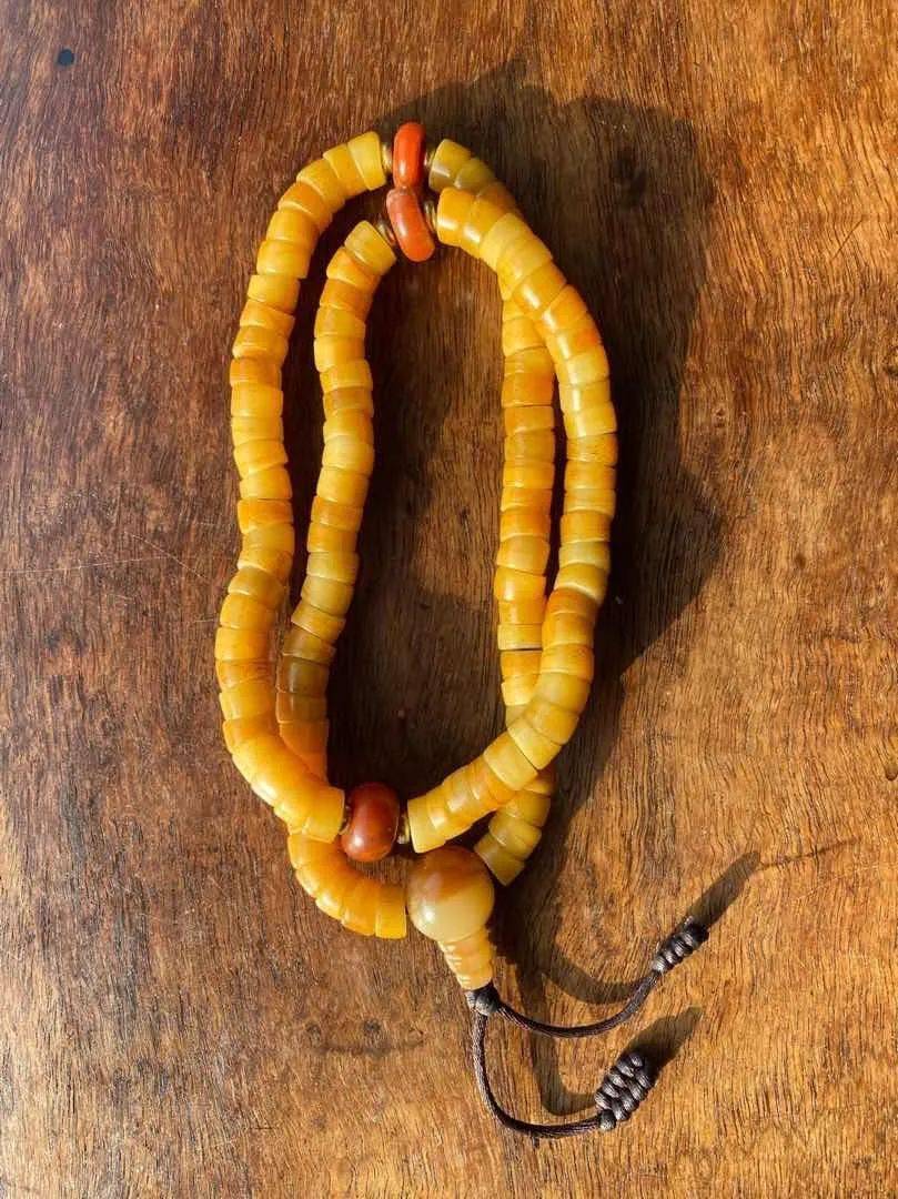 04藏传老羚羊骨剁珠长捻珠串扫二维码收藏【老金刚菩提子捻珠长串】