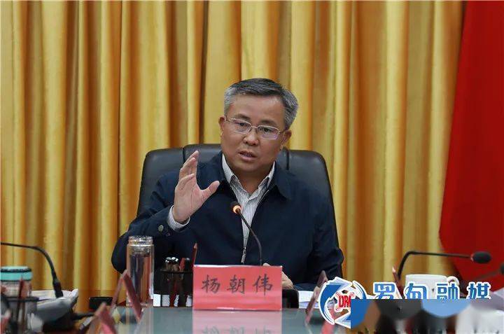 县委书记杨朝伟主持会议并讲话,县委副书记,县长朱泉,县委副书记