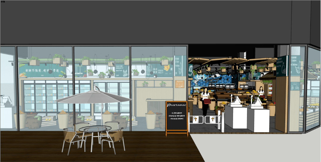本来鲜果蔬超市北欧卖场超市超市场景su模型格式:jpg cad su pdf丨
