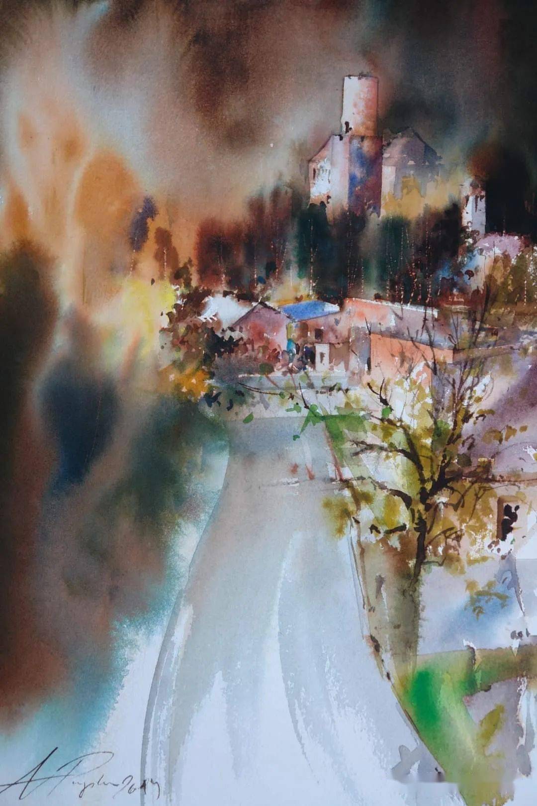 单虹水彩课堂648期如此绚烂的水彩风光来自波兰的亚当帕普克