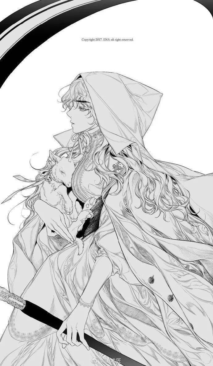 笔触精致的流畅线感人物插画漫画设计师81ena97