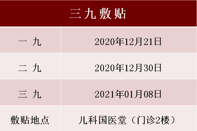 2021年1月17日(08:00-17:30,中午不休息)期间,每天均可敷贴(周末不