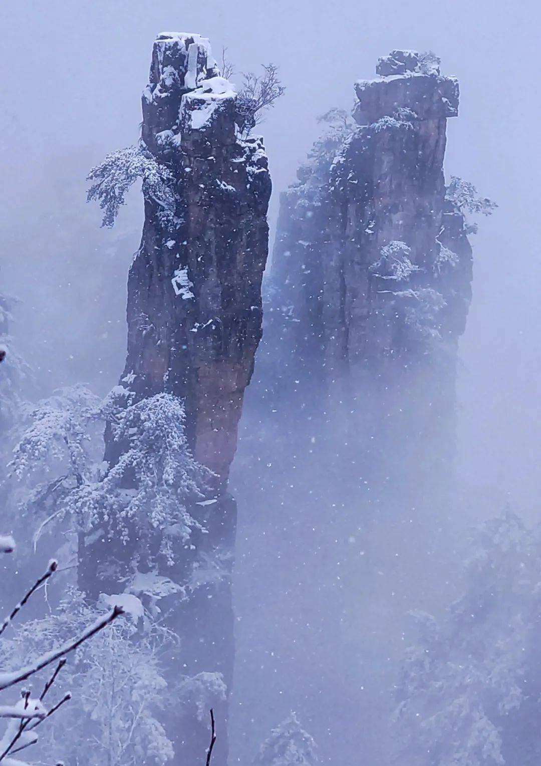 张家界雪景图片天子山图片