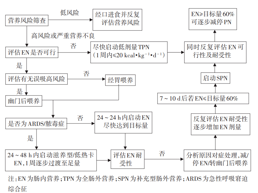 呼吸危重症患者喂养流程 【推荐意见22】推荐呼吸危重症患者采用下列