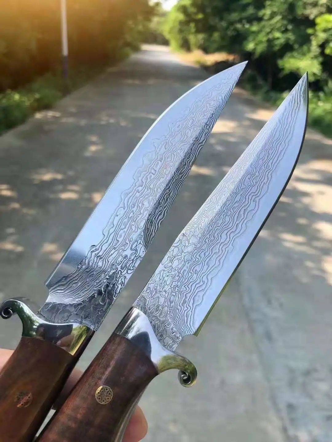 新品来袭征途高品质大马士革钢猎刀438纯手工制造进口锻造大马士革钢