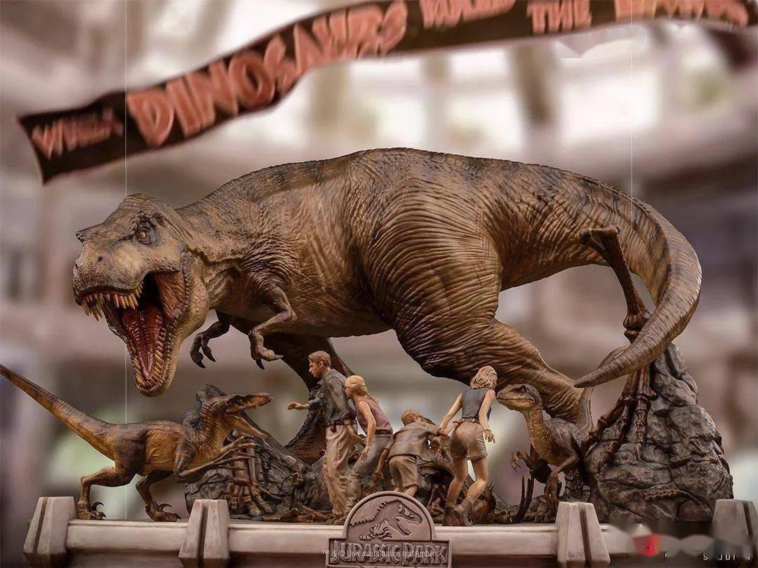 【美系】iron studios新品 1/20系列 电影 侏罗纪公园 最后一幕 雕像