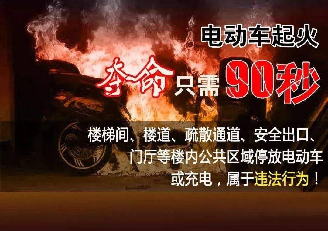 放在楼梯间充电的电动车一旦起火,火后90秒温度便达到200度,火灾迅速