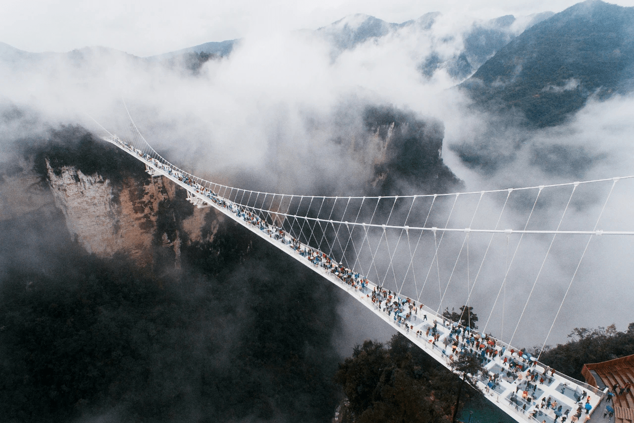热气球vr体验项目四:蹦极跳远大赛张家界大峡谷蹦极,世界上垂直落差最