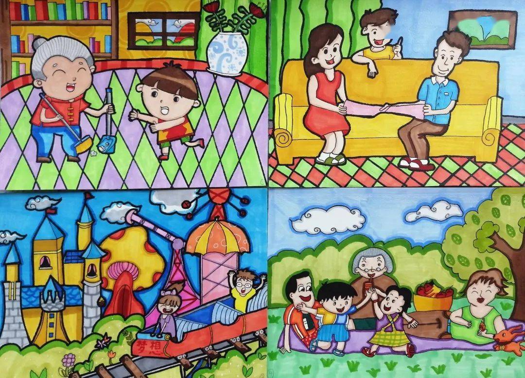 和谐家庭绘画图片