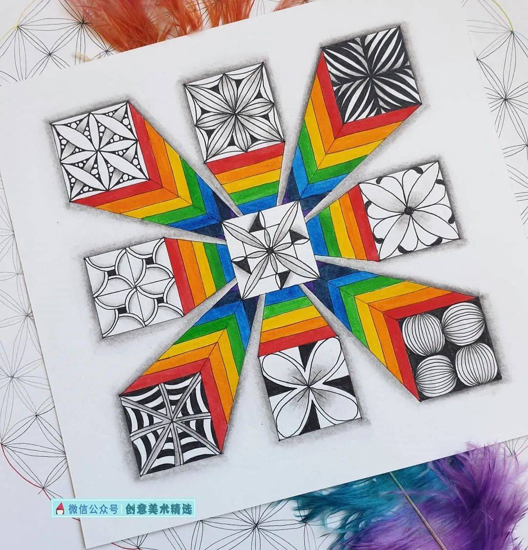 线描与水彩融合的表现力16张律动的色彩纹样