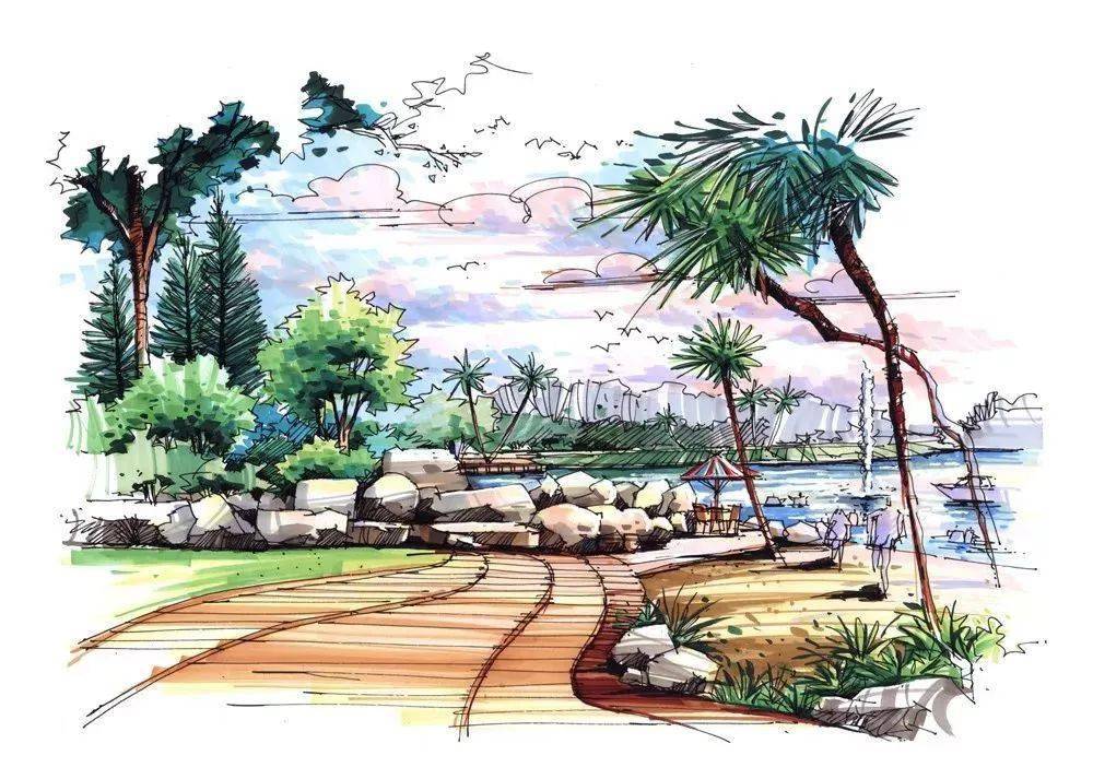 手绘之美100张建筑景观手绘效果图