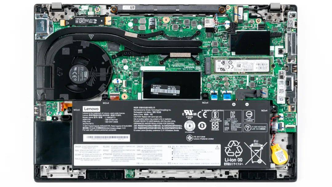 【猪王的良心结语】上图是thinkpad t14的拆机实拍图,双热管单风扇的
