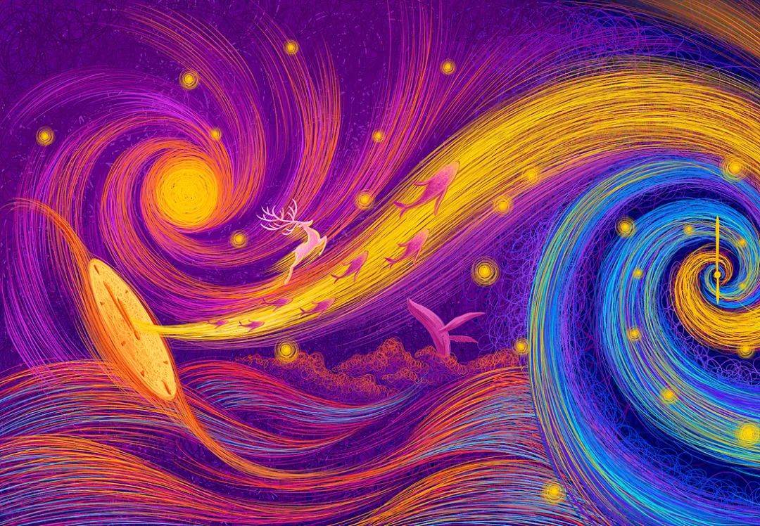 的——"灯光插画"视觉设计,刷爆了很多人朋友圈,以"时空穿越"为主题